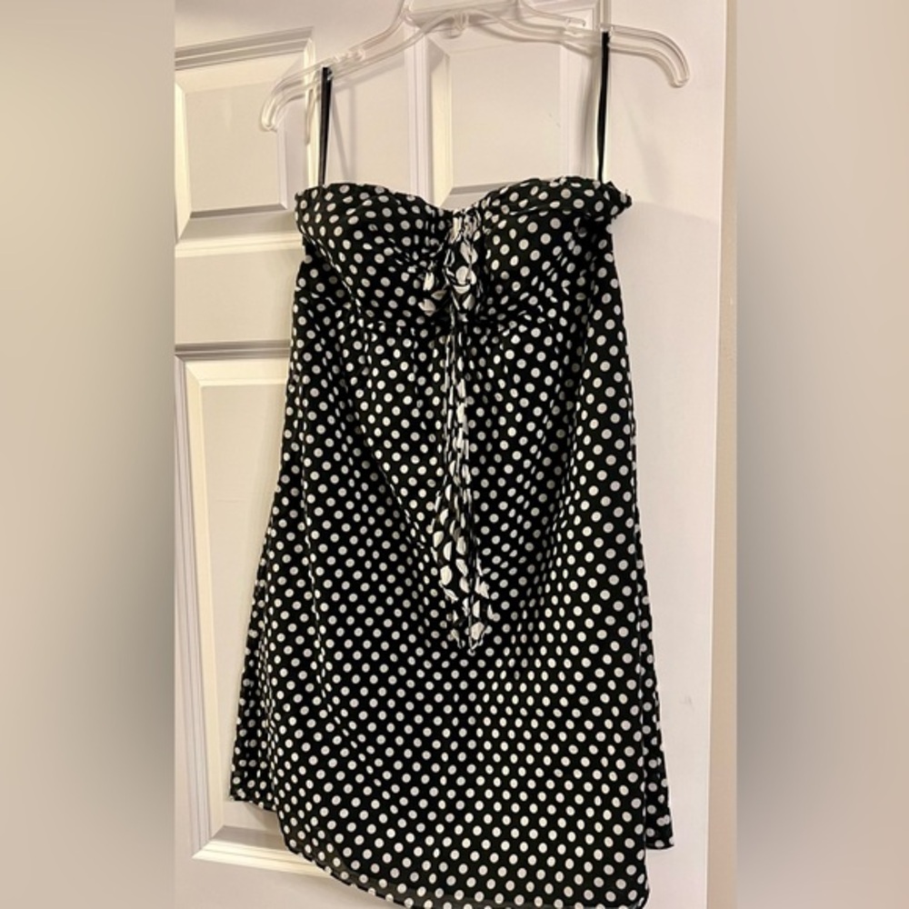 The Limited Polka Dot Sleeveless Dress. Elastic at Top. Can Be a Bow or Tie Neck